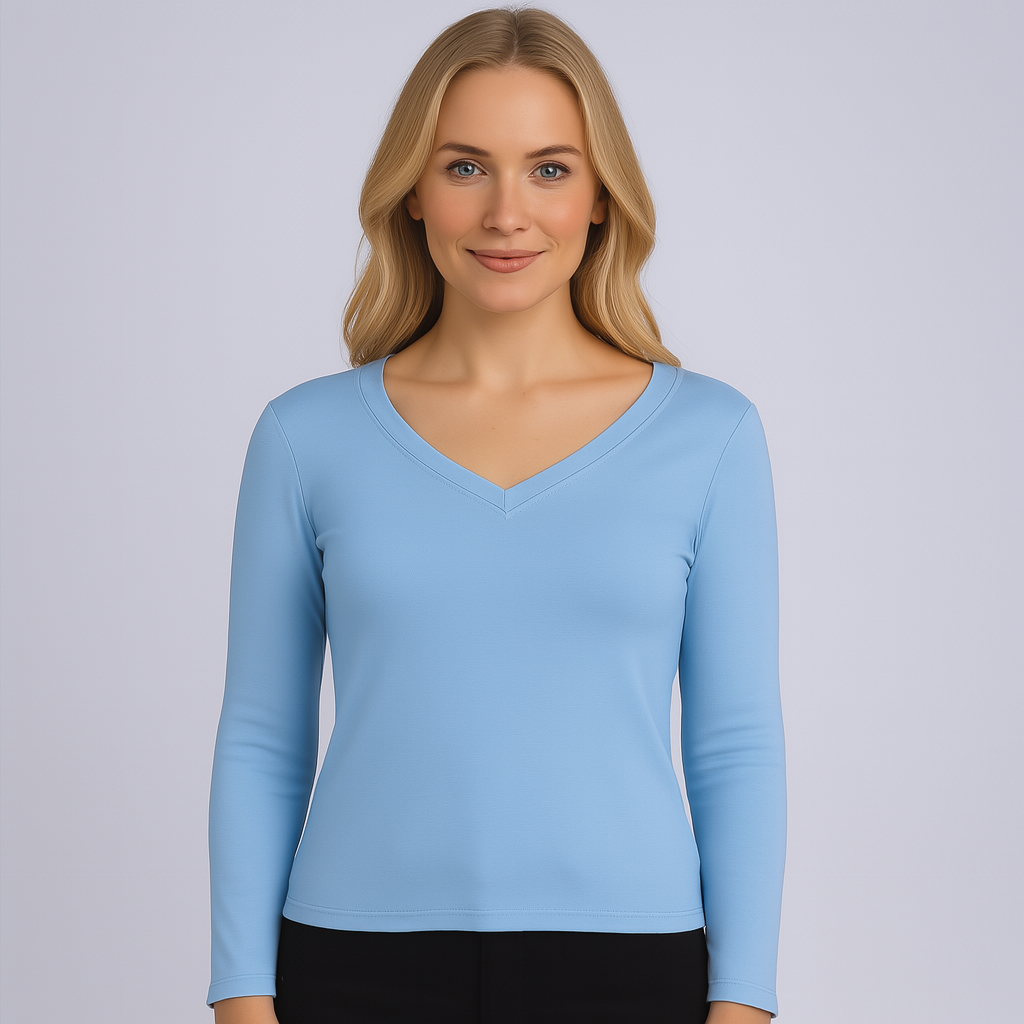 Cropped V-neck long sleeves