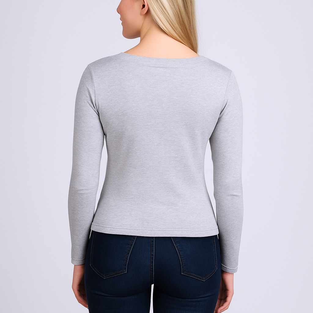 Cropped V-neck long sleeves
