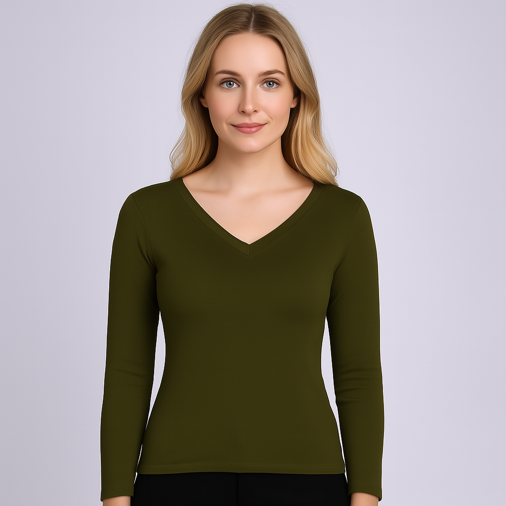 Cropped V-neck long sleeves