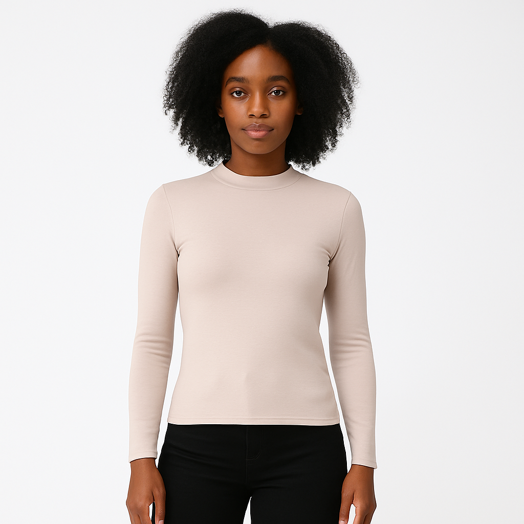 Women's mid neck with long sleeves with fine threads