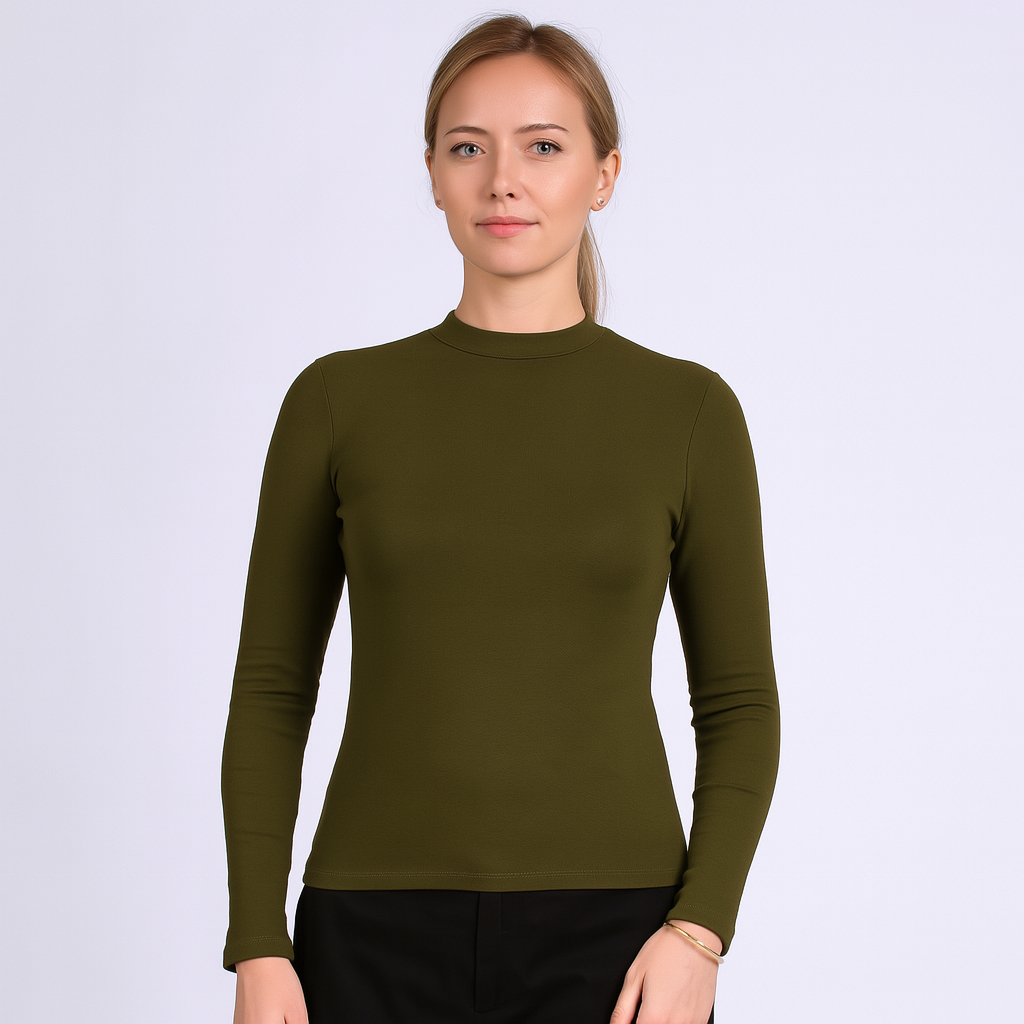 Women's mid neck with long sleeves with fine threads