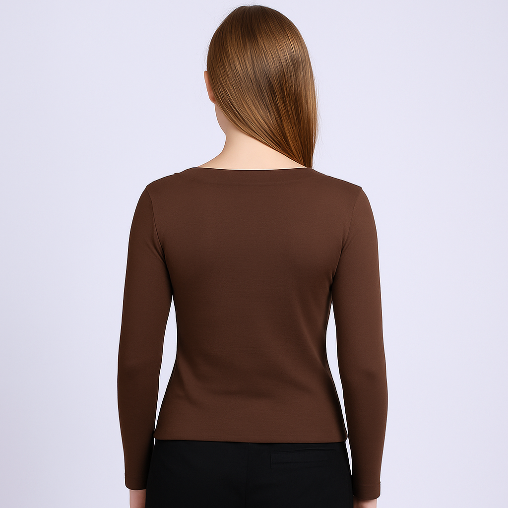 Women's U-Neck Thin threaded long sleeves