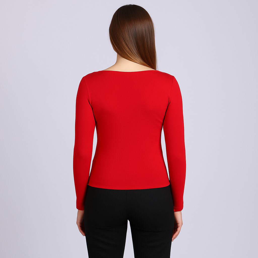 Women's U-Neck Thin threaded long sleeves