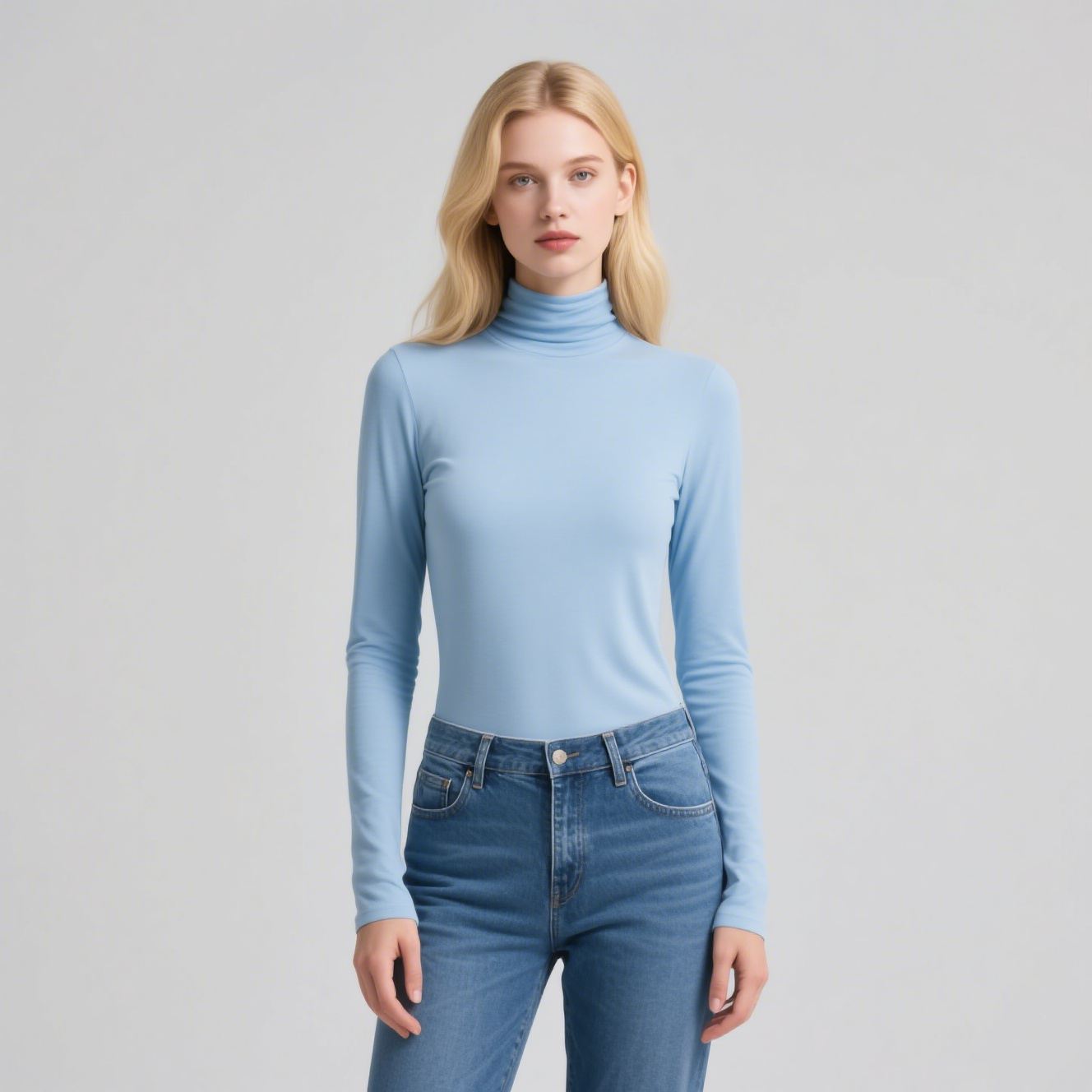 Collo alto da donna con maniche lunghe con fili sottili
