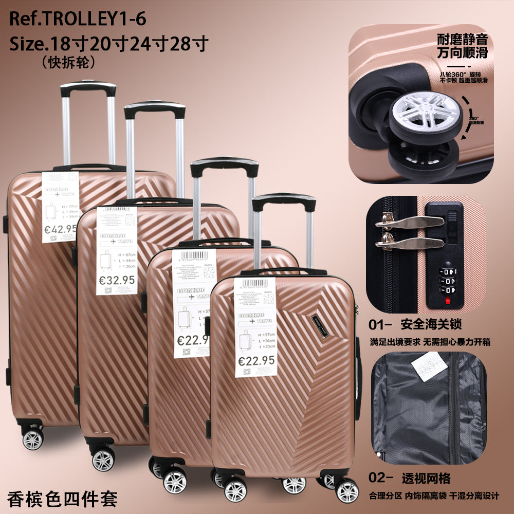 Set di quattro scatole per carrelli in ABS