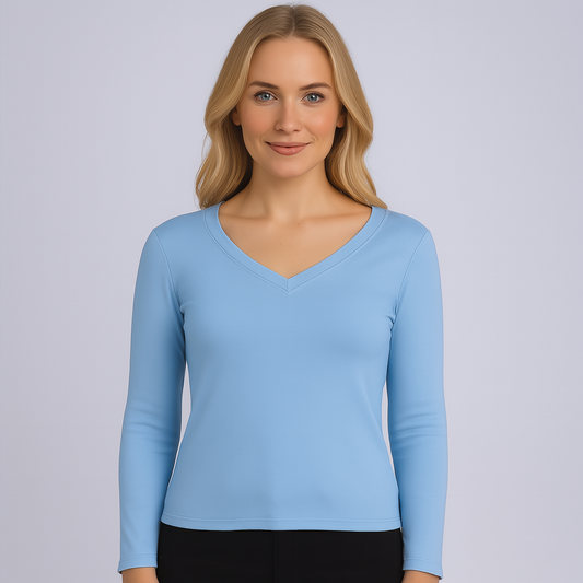 Cropped V-neck long sleeves