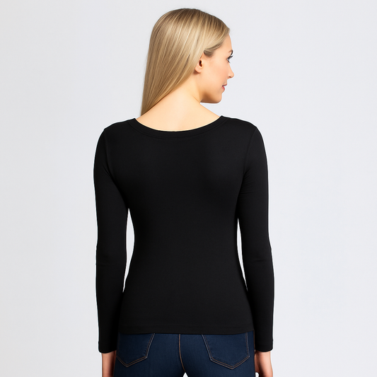Cropped V-neck long sleeves