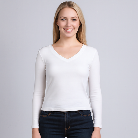 Cropped V-neck long sleeves