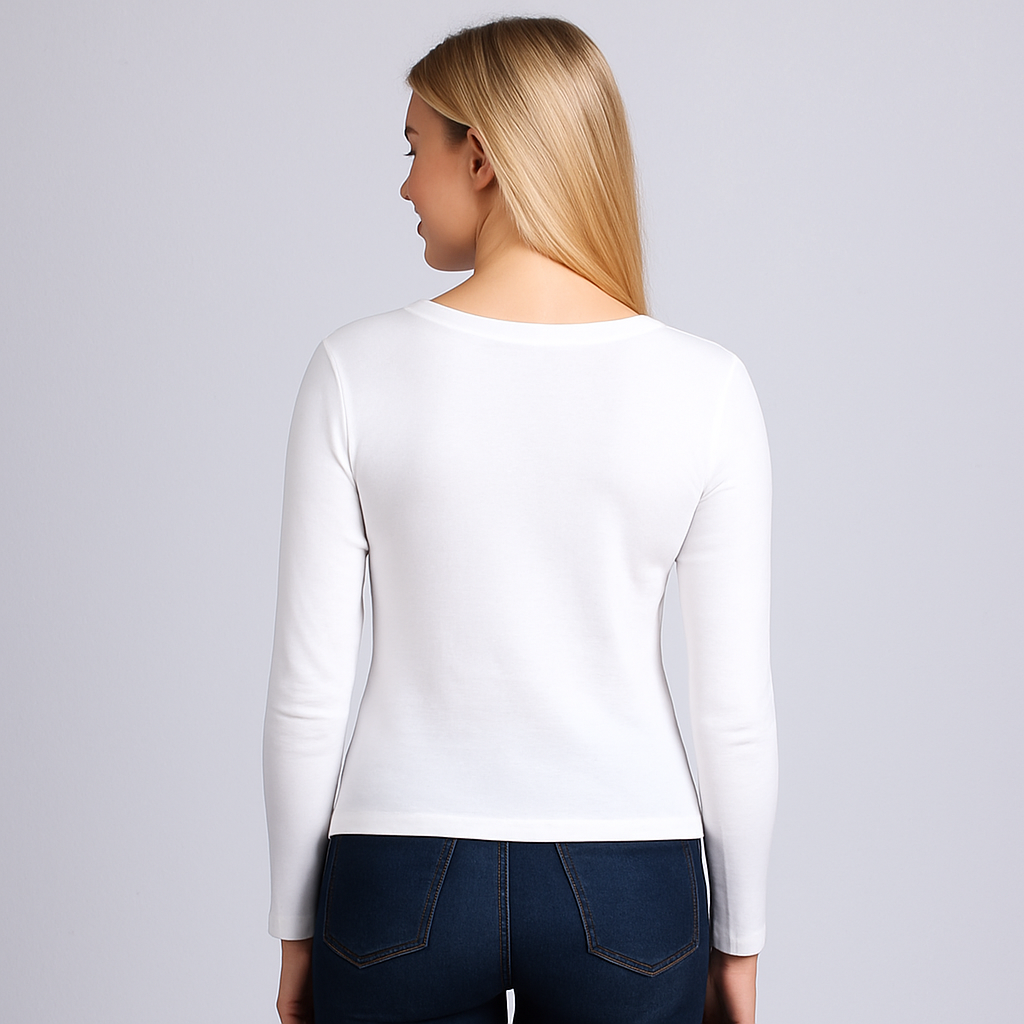 Cropped V-neck long sleeves