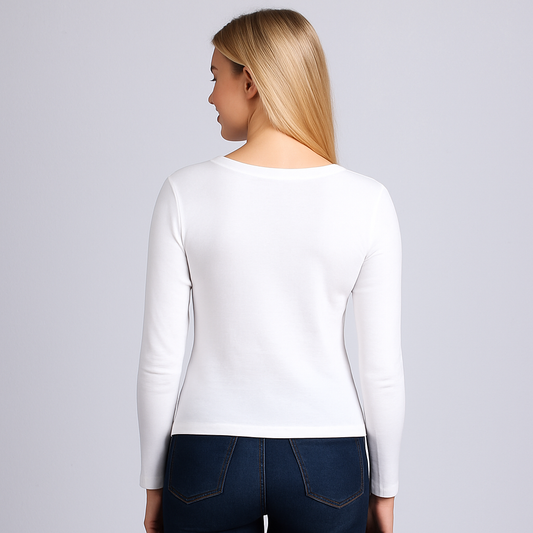 Cropped V-neck long sleeves