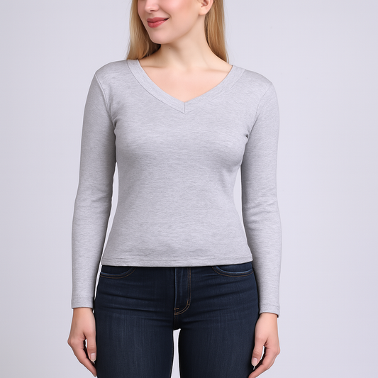 Cropped V-neck long sleeves