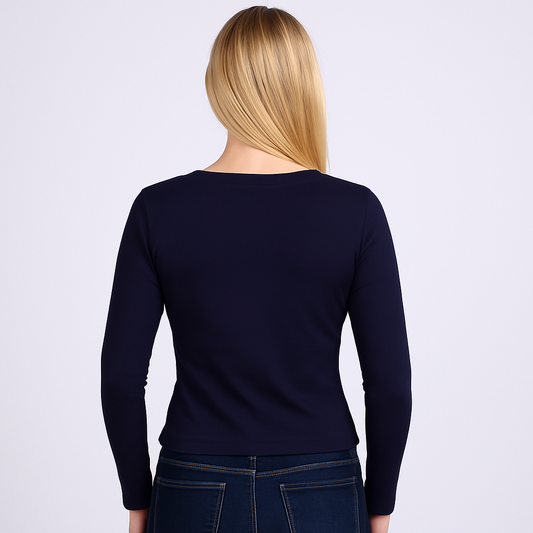 Cropped V-neck long sleeves