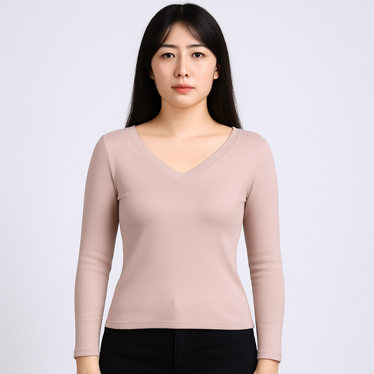 Cropped V-neck long sleeves
