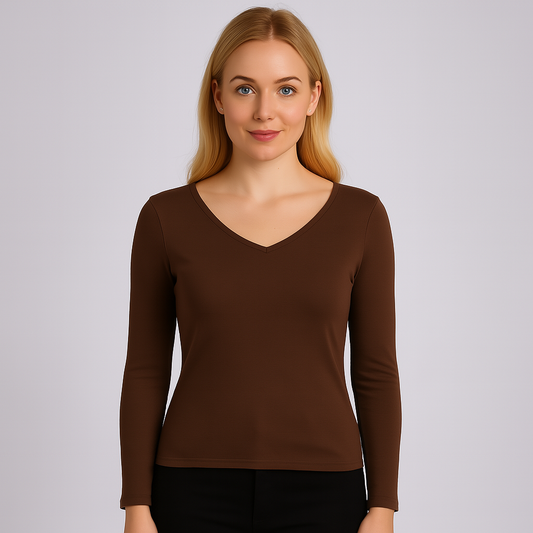 Cropped V-neck long sleeves