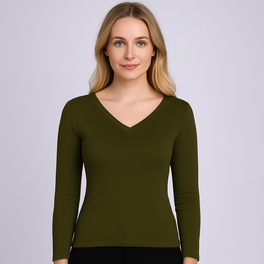 Cropped V-neck long sleeves