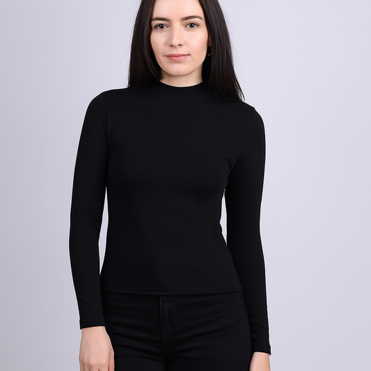 Women's mid neck with long sleeves with fine threads