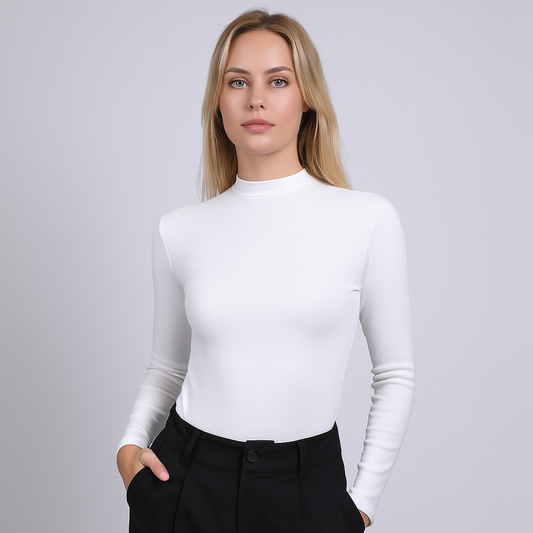 Women's mid neck with long sleeves with fine threads