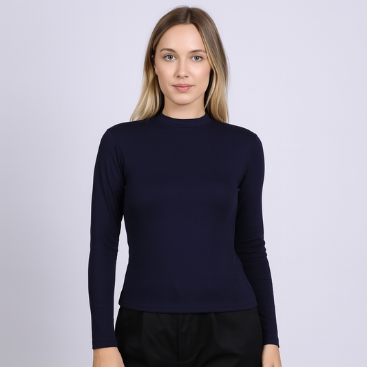 Women's mid neck with long sleeves with fine threads