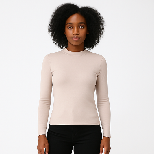 Women's mid neck with long sleeves with fine threads