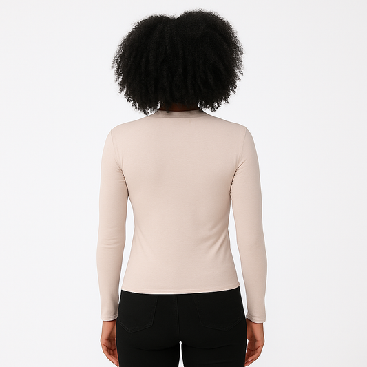 Women's mid neck with long sleeves with fine threads