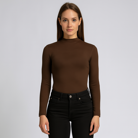 Women's mid neck with long sleeves with fine threads