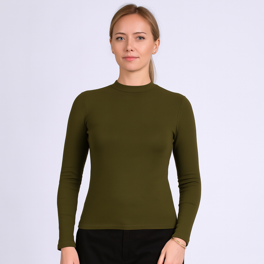 Women's mid neck with long sleeves with fine threads