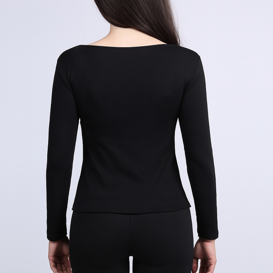 Women's U-Neck Thin threaded long sleeves