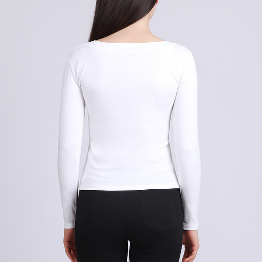 Women's U-Neck Thin threaded long sleeves