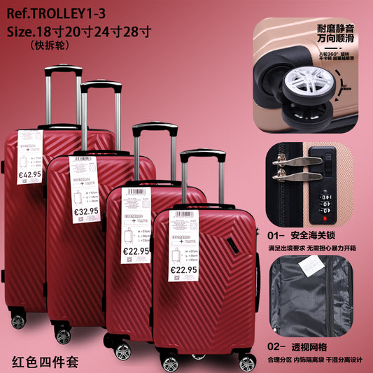 Set di quattro scatole per carrelli in ABS