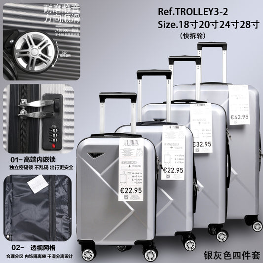 Set di quattro scatole per trolley a forma di diamante in ABS
