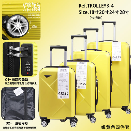Set di quattro scatole per trolley a forma di diamante in ABS