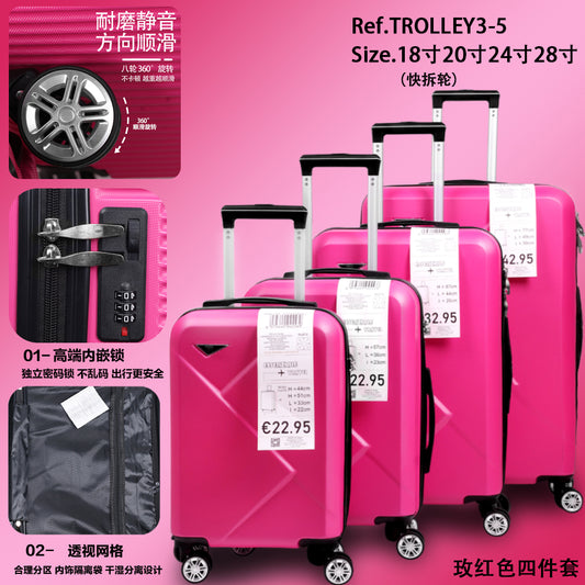 Set di quattro scatole per trolley a forma di diamante in ABS