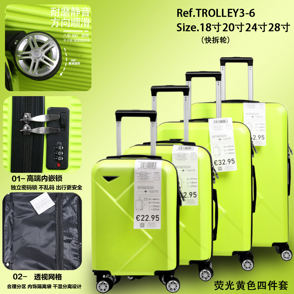 Set di quattro scatole per trolley a forma di diamante in ABS