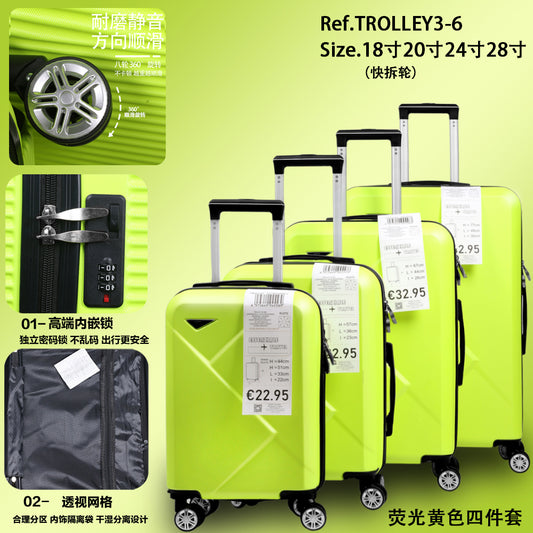 Set di quattro scatole per trolley a forma di diamante in ABS